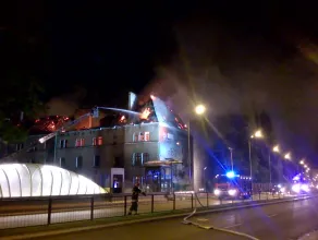 Pożar koszar na ul. Słowackiego w Gdańsku