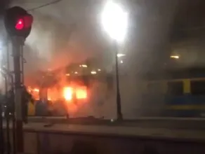 Akcja gaszenia pożaru pociągu w Gdańsku