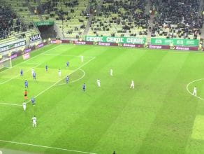 Sławomir Peszko strzela gola na 5:0 w meczu Lechia - Podbeskidzie