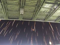 Fajerwerki nad stadionem po zwycięstwie Lechii nad Podbeskidziem 5:0