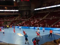Akcja z meczu piłki ręcznej Chile-Tunezja