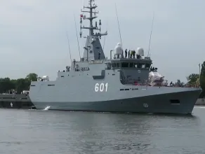 Okręt Kormoran wyszedł na Zatokę Gdańską