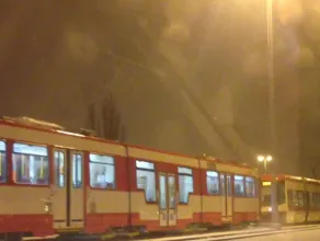 Stoją tramwaje z Chełma w stronę centrum