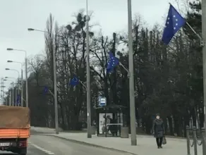 Flagi unii europejskiej na całej al. Zwycięstwa