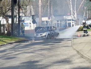 Gaszenie płonącego auta w Sobieszewie