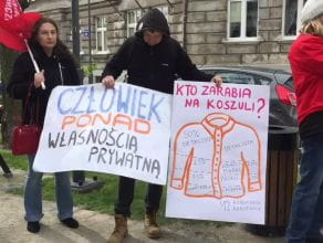 Protest przed siedzibą LPP na ul. Łąkowej