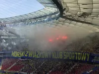 Pokaz pirotechniczny Arki Gdynia w finale Pucharu Polski