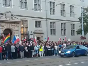 Protest przed sądem w Gdansku