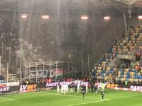 Arka Gdynia - Legia Warszawa 0:1. Kibice i piłkarze po meczu 