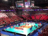 Hymn Polski podczas meczu z Rosją