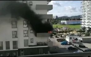 Pożar na balkonie na Przymorzu