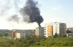 Pożar dachu budynku na Chełmie