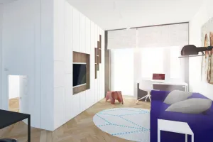 Miejsce do spania w salonie z aneksem