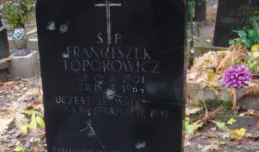 Zniszczony grób obrońcy Westerplatte