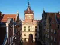 Historyczne bramy Gdańska z lotu ptaka