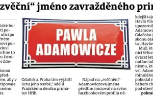 Praga odwdzięczy się Adamowiczowi za Havla