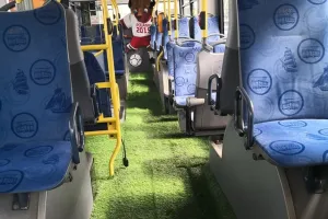 Murawa w trolejbusie z okazji piłkarskich mistrzostw