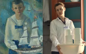 Pracownicy Narodowego Muzeum Morskiego interpretują obrazy na zdjęciach