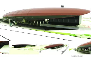 Stadion Ogniwa z dachem w kształcie piłki do rugby