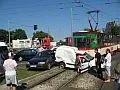 Zderzenie tramwaju z samochodami we Wrzeszczu