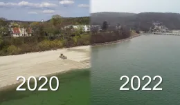 Morze zabrało plażę w Orłowie. Porównanie z lat 2020 i 2022