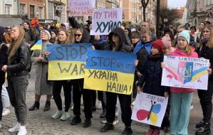 Manifestacja poparcia dla uchodźców z Ukrainy