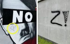 Serce na Hitlerze i rosyjski znak "Z" na antywojennym muralu