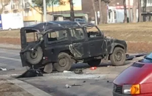 Wypadek wojskowego auta na Obłużu
