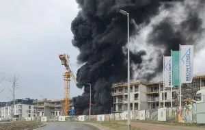 Duży pożar na budowie przy osiedlu Roberta Lewandowskiego