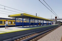 Przystanek SKM Gdańsk Stocznia z wiatą retro