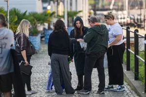 Filmowcy w centrum Gdańska. W roli głównej - Karolina Gorczyca