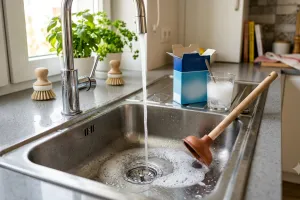 Zlew kuchenny wolno odpływa? Prosty trik na odetkanie rury bez chemii i hydraulika