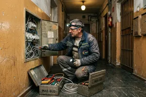 Wymiana elektryki w mieszkaniu z lat 70. i 80. Cennik 2026, wymogi bilansu mocy i pułapki w ścianach