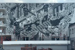 Mural w stoczni. Przestrzeń przemysłowa nie musi być szara i nudna
