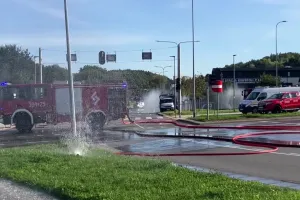 Wyciek gazu na rondzie De La Salle. Policja wznowiła ruch
