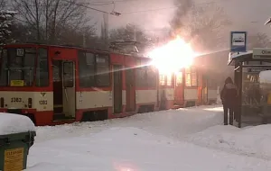Pożar tramwaju na pętli w Oliwie