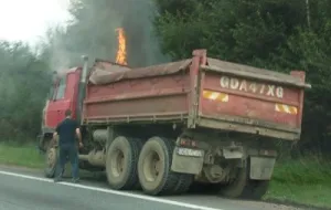 Na obwodnicy zapaliła się ciężarówka
