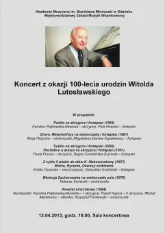 Koncert z okazji 100-lecia urodzin Witolda Lutosławskiego