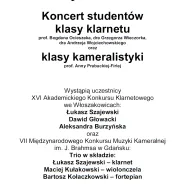 Koncert studentów klas klarnetu i kameralistyki