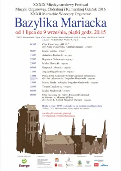 39  Międzynarodowy Festiwal Muzyki Organowej, Chóralnej i Kameralnej 01.07.2016
