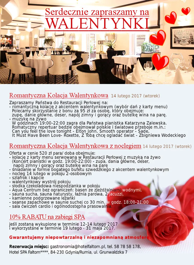 Walentynki w Hotelu SPA Faltom**** Hotel SPA Faltom Rumia 14 lutego
