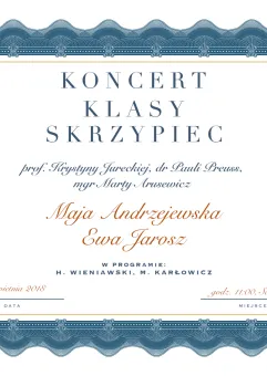 Koncert klasy skrzypiec prof. Krystyny Jureckiej, dr Pauli Preuss, mgr Marty Arusewicz