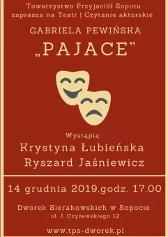Czytanie aktorskie sztuki Pajace K. Łubieńska i R. Jaśniewicz