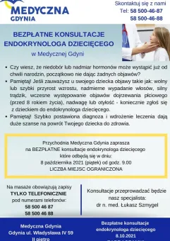 Bezpłatne konsultacje endokrynologa dziecięcego w Medycznej Gdyni