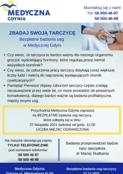 Bezpłatne badania USG tarczycy w Medycznej Gdyni