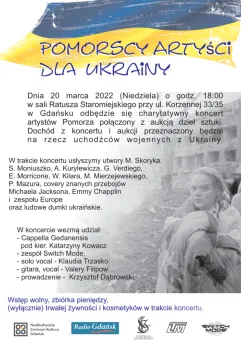 Koncert charytatywny Pomorscy Artyści dla Ukrainy
