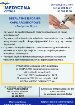 Bezpłatne badania kapilaroskopowe w Medycznej Gdyni