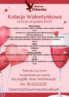 Kolacja Walentynkowa w Tawernie Orłowskiej