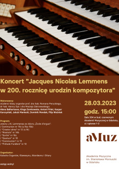 Koncert Jacques Nicolas Lemmens w 200. rocznicę urodzin kompozytora