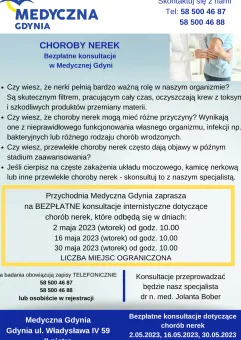 Choroby nerek - Bezpłatne konsultacje w Medycznej Gdyni